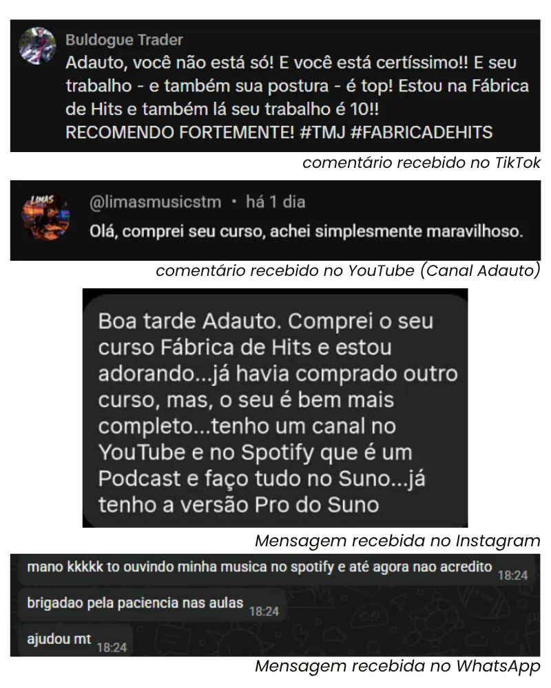 DEPOIMENTOS - FÁBRICA DE HITS